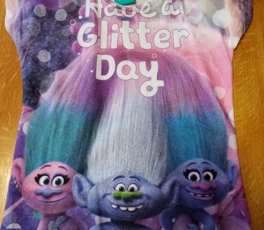 Tričko dívčí krátký rukáv TROLLOVÉ - HAVE A GLITTER DAY bílo-fialové