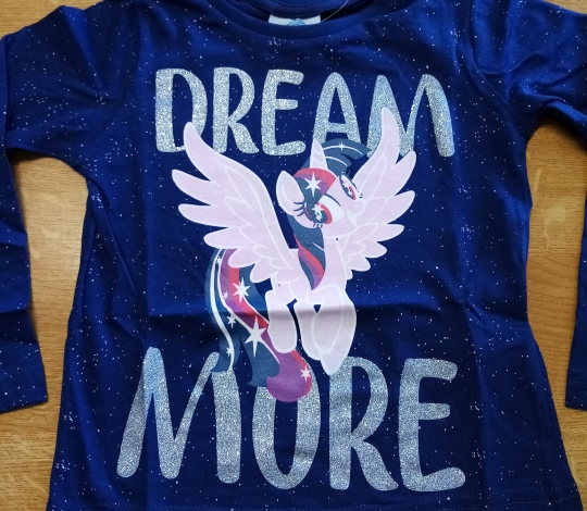 Tričko dívčí dl. rukáv MY LITTLE PONY s nápisem DREAM MORE modré