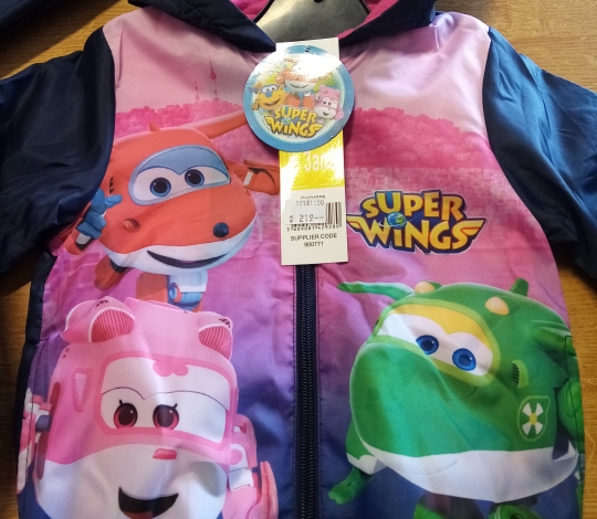 Bunda dívčí SUPER WINGS šusťáková zateplená - vel. 94 (3 roky)