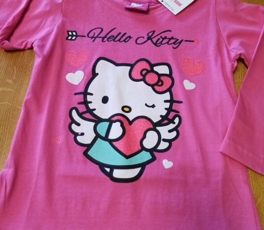 Tričko dívčí dlouhý rukáv HELLO KITTY srdíčka