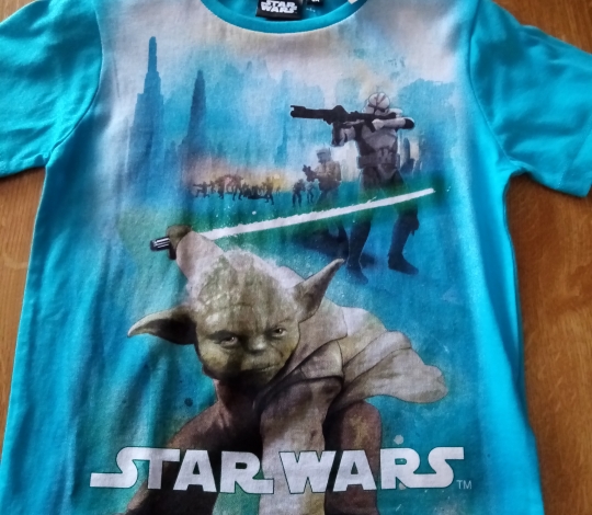 Tričko chlapecké krátký rukáv STAR WARS sv. modré YODA - 116