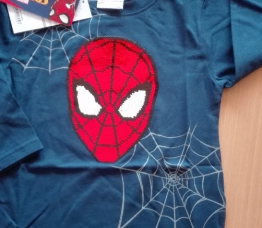 Tričko chlapecké dl. ruk. SPIDERMAN s měnícími flitry, vel. 98