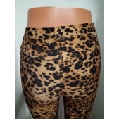 Kalhoty dámské elastické zvířecí vzor - hnědé - vel. XL/2XL